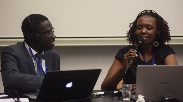Mamadou Sarr and Connie Nshemereirwe were part of the panel that discussed the issues about higher education during the YASE meeting in Toulouse ©Rémy Gabalda/Afriscitech